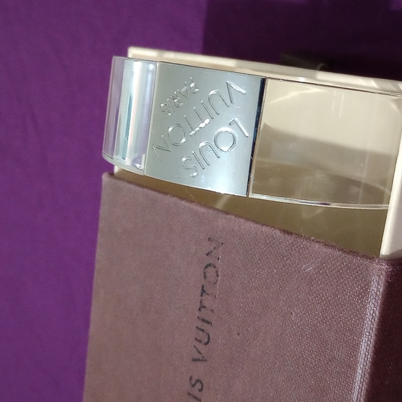 CCO | Louis Vuitton Translucent & Silver "Lv"Logo Bangle 2.5 diameter - Picture 2 of 9